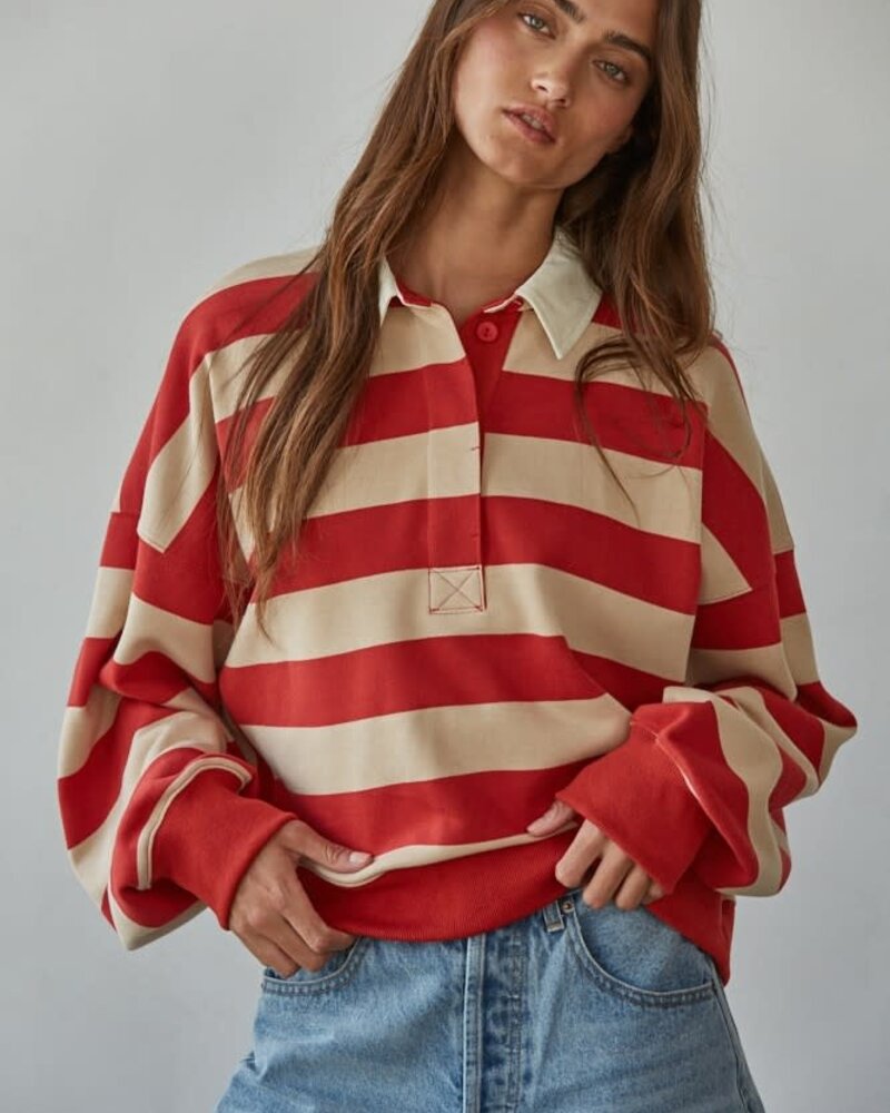 Amerie Striped Pullover | Red