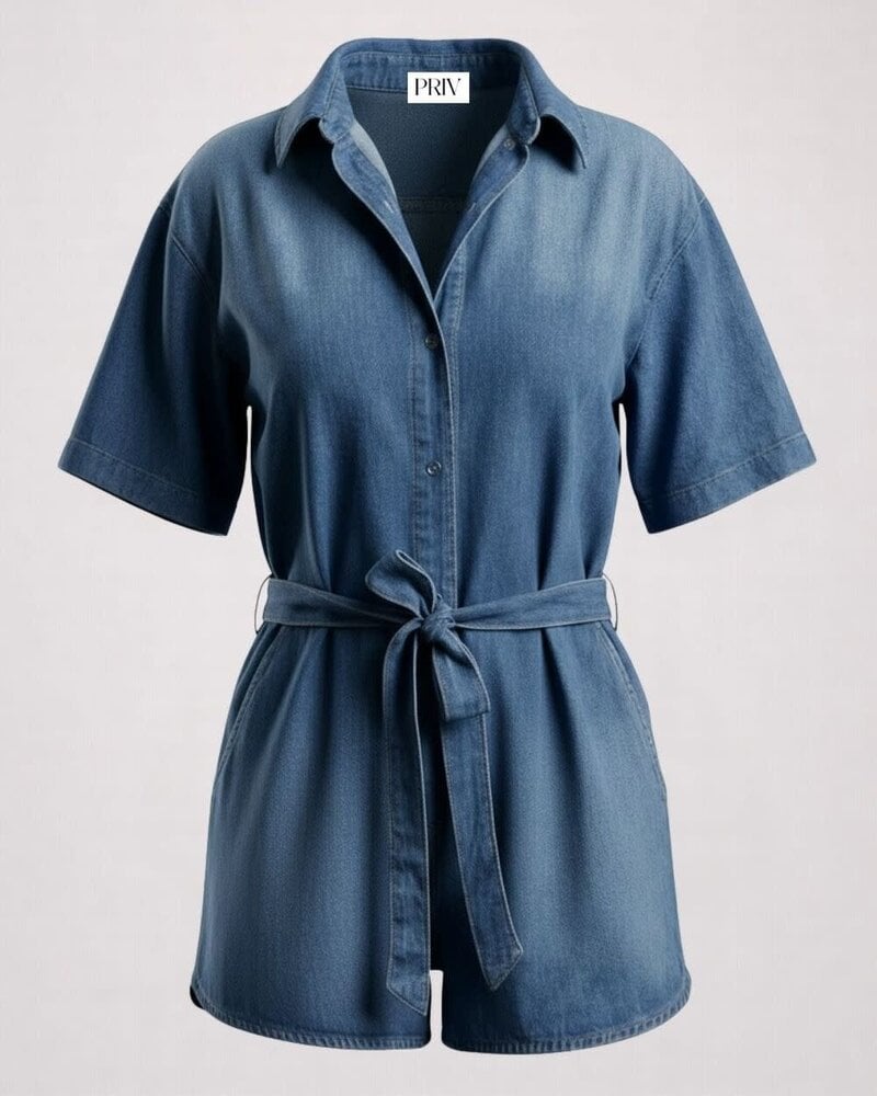 Callie Denim Shorts Romper