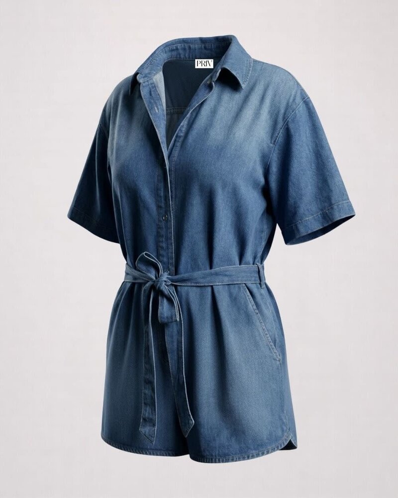 Callie Denim Shorts Romper