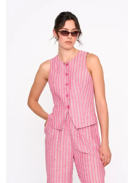 Kennedy Stripe Vest | Pink