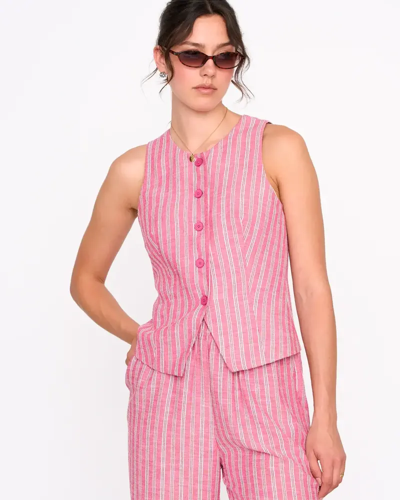 Kennedy Stripe Vest | Pink