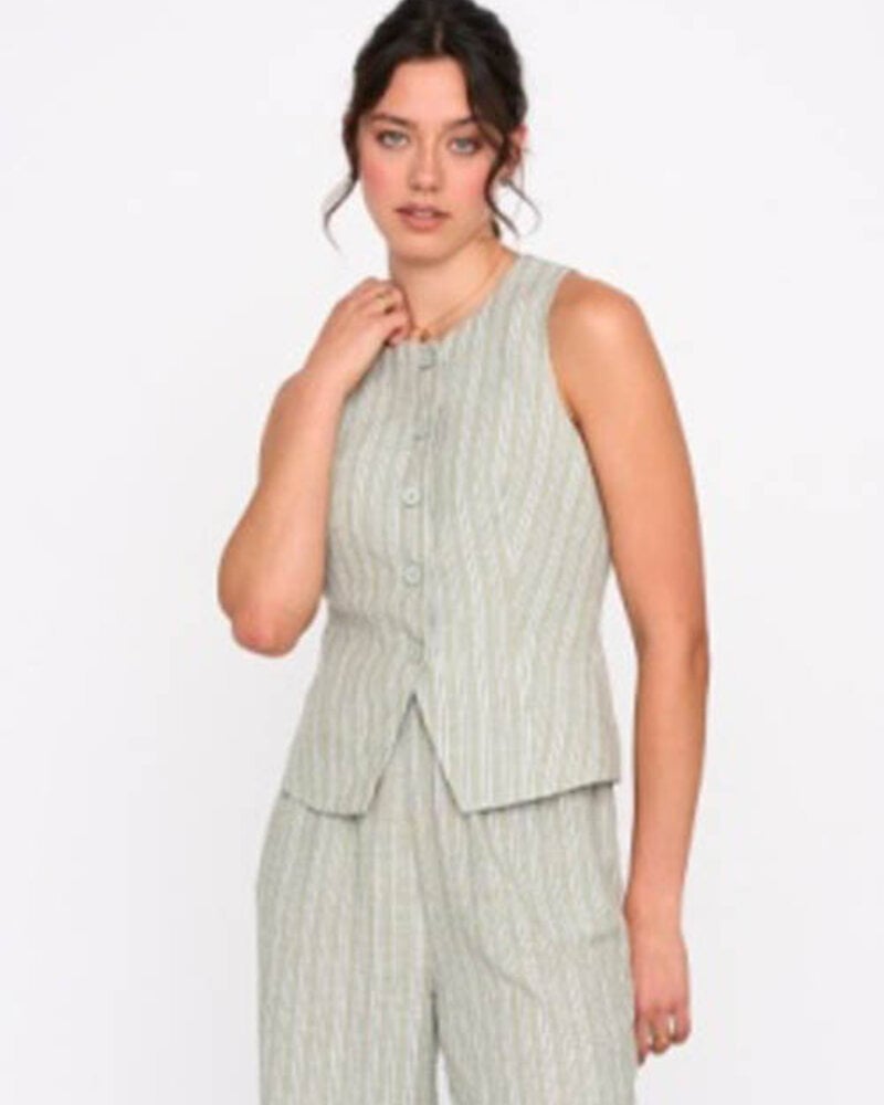 Kennedy Stripe Vest | Green