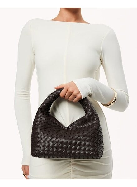 Solene Woven Handle Bag | Chocolate