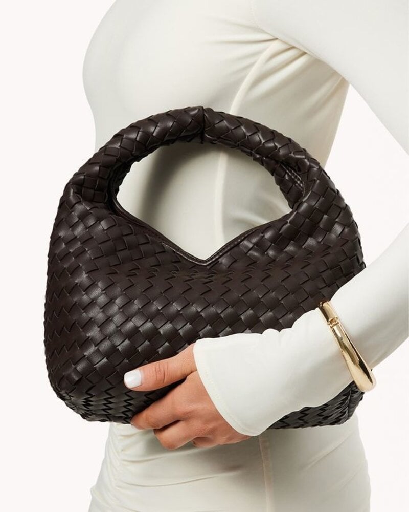 Solene Woven Handle Bag | Chocolate