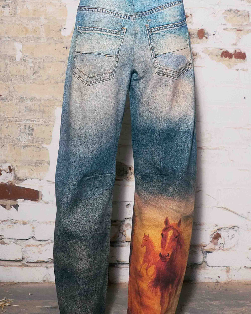 Gallop Barrel Printed Jeans