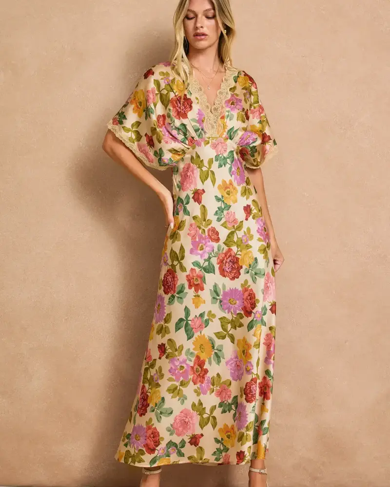 Gift of Love Lace Blouson Maxi Dress