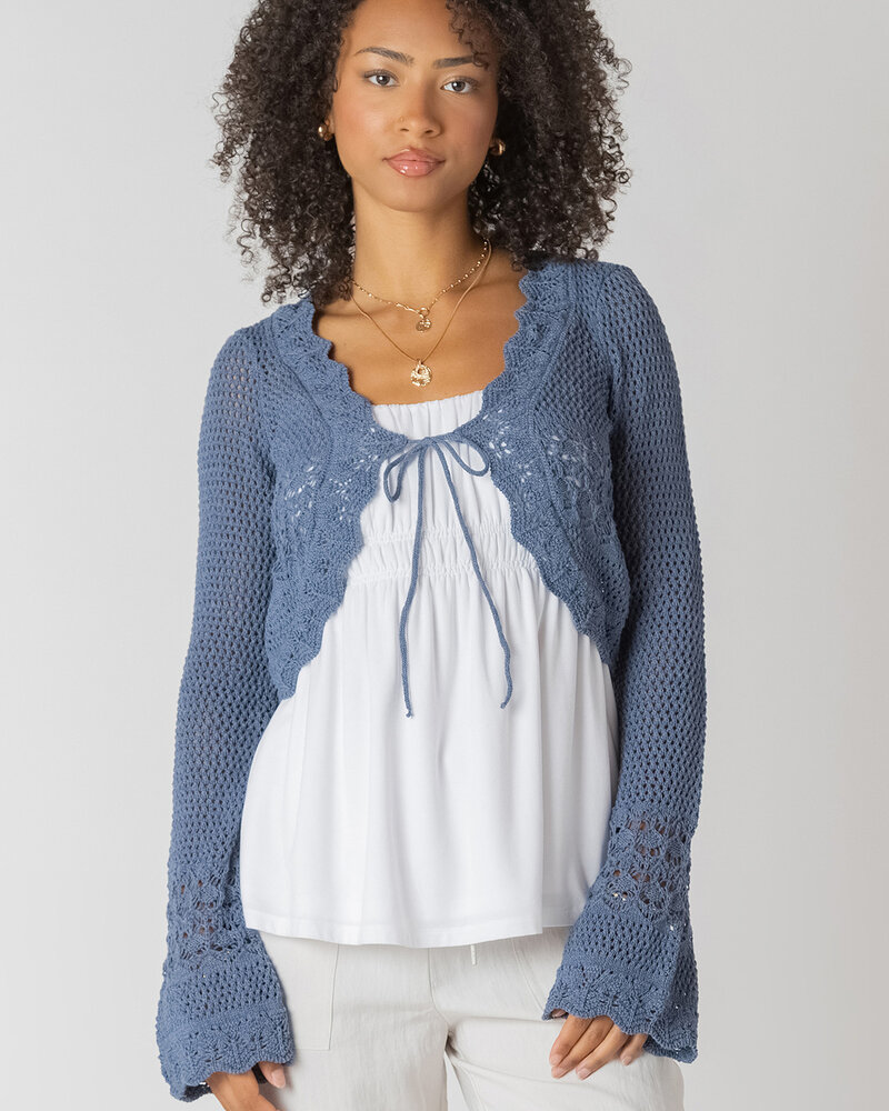 Audrey Crochet Cardigan | Indigo