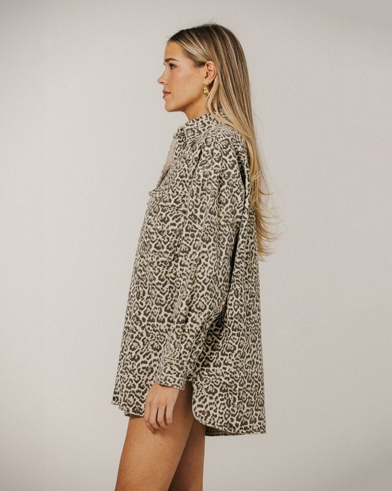 'Shania' Denim Jacket | Wash Leopard