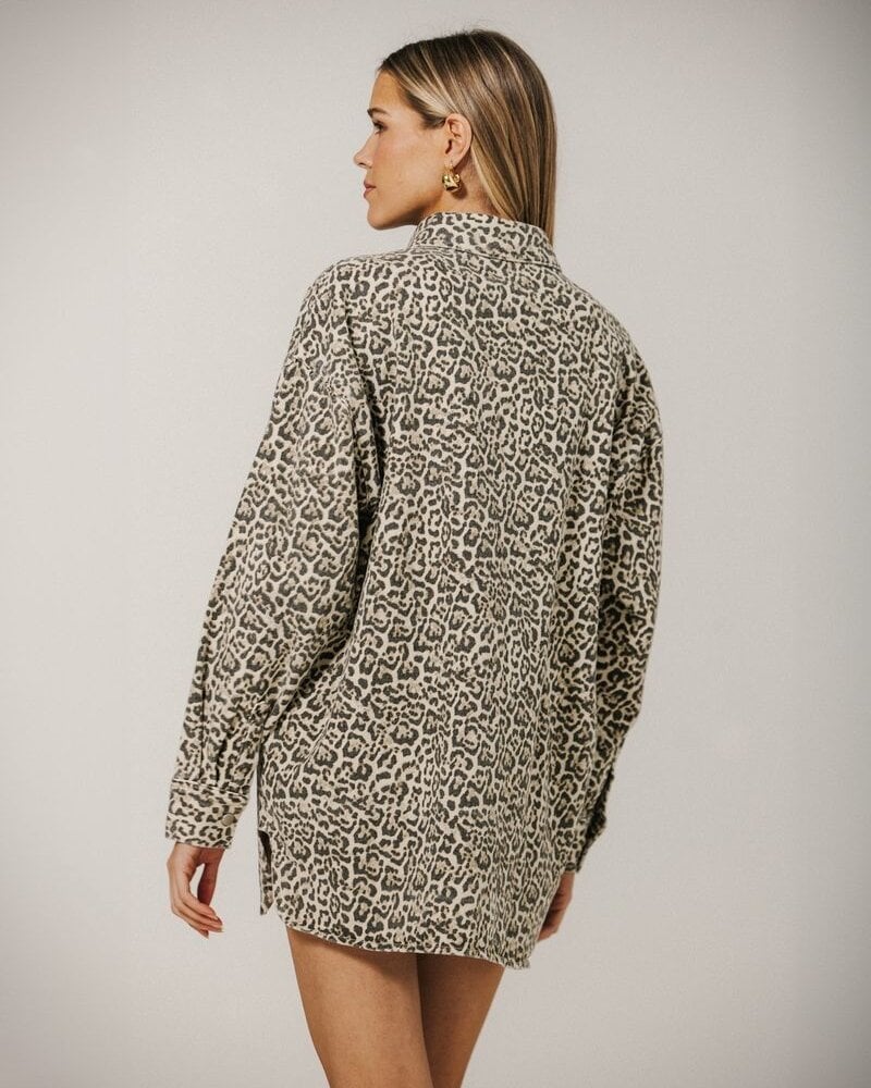 'Shania' Denim Jacket | Wash Leopard