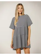 Tiered T-Shirt Dress | White/Black
