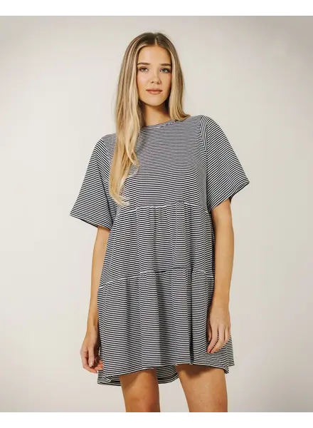 Tiered T-Shirt Dress | White/Black