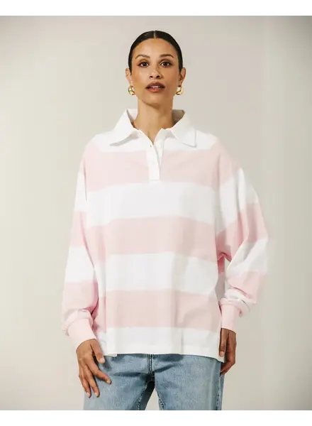 Stripe Rugby Polo | Rose