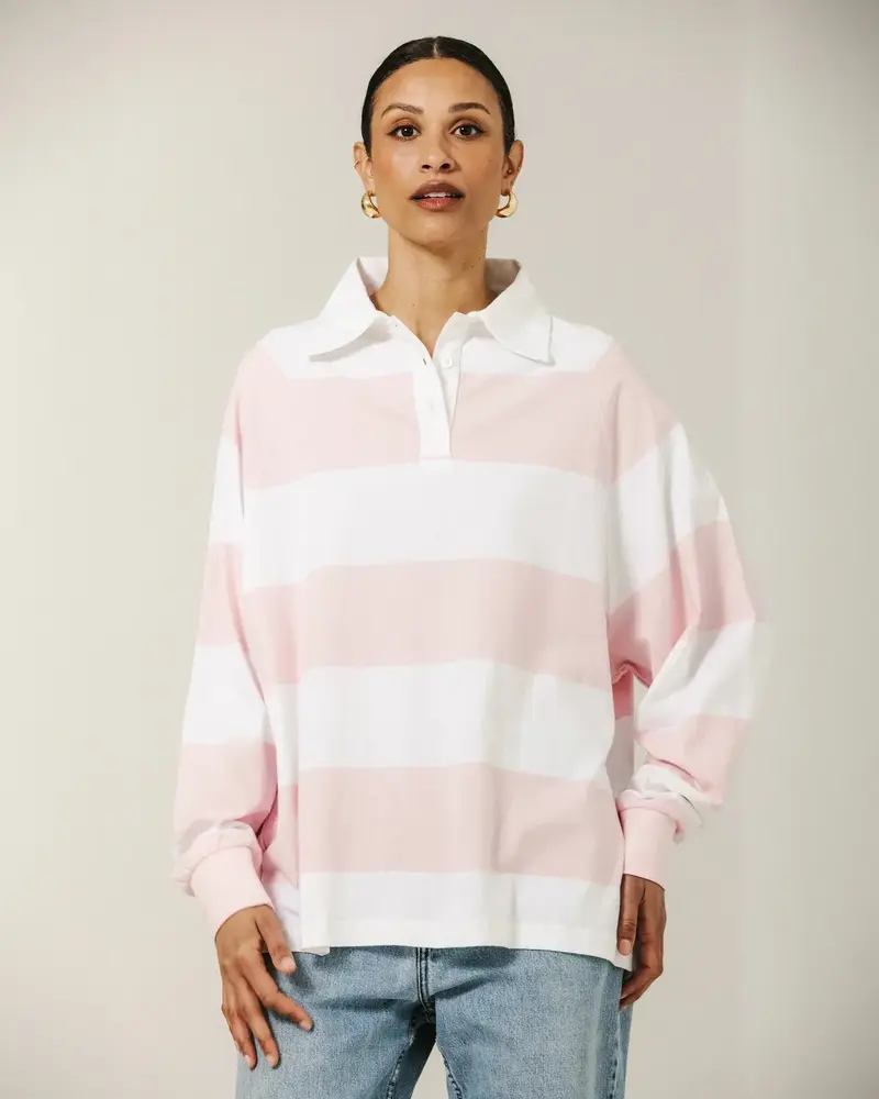 Stripe Rugby Polo | Rose