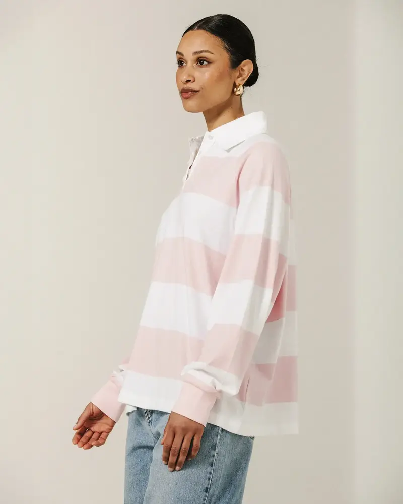 Stripe Rugby Polo | Rose
