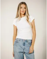 Ribbed Fitted Tee | White/Blue