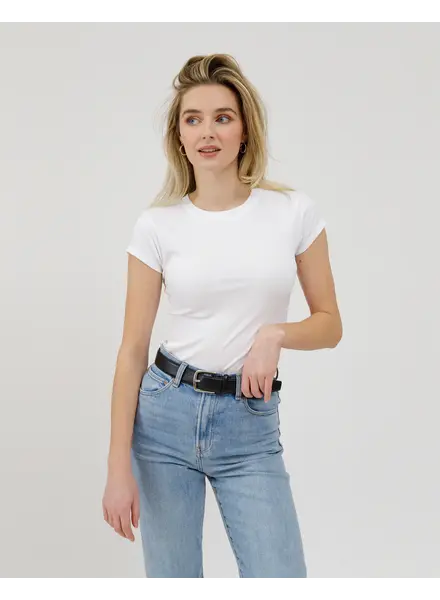 Ribbed Fitted Tee | White