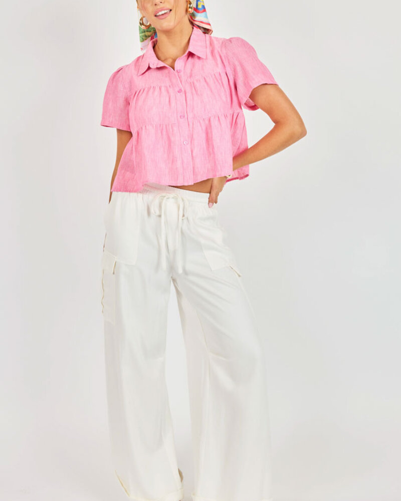 Polly Pink Tiered Blouse
