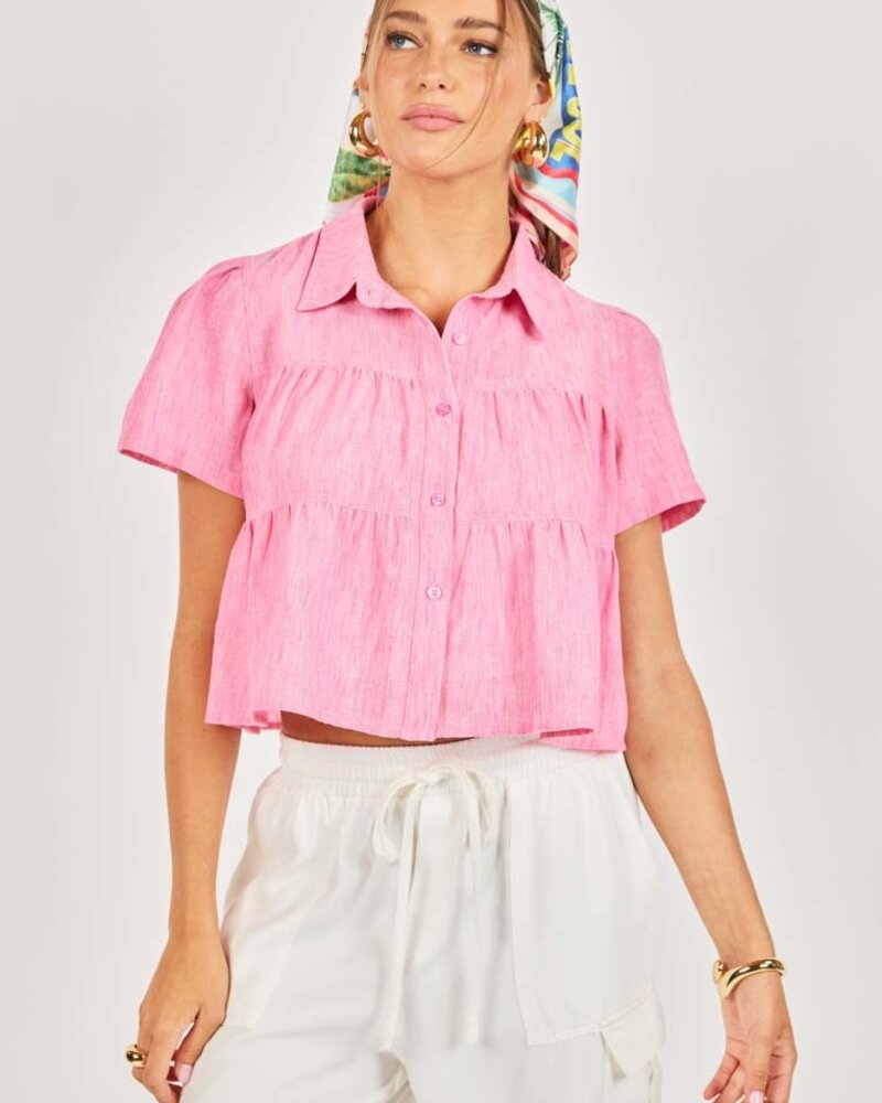 Polly Pink Tiered Blouse