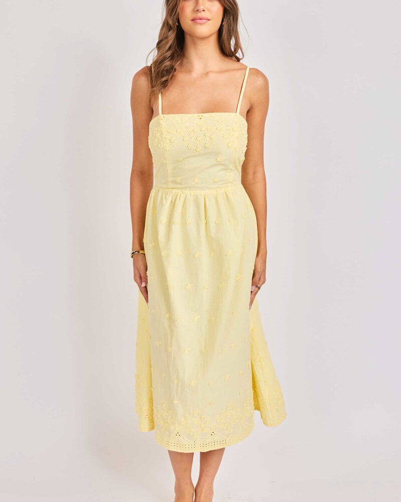 Butter Yellow Embroidered Dress