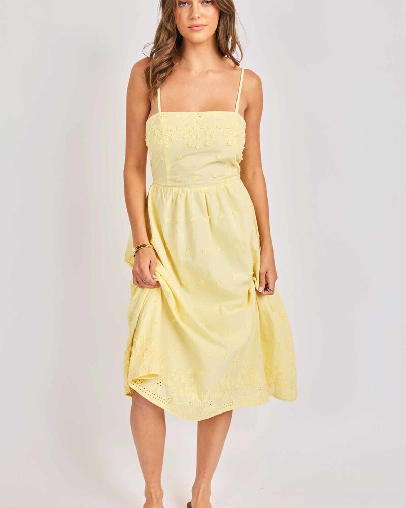 Butter Yellow Embroidered Dress