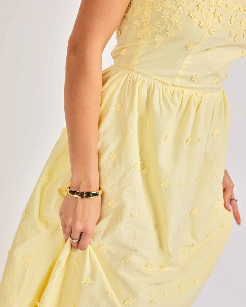 Butter Yellow Embroidered Dress