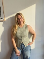 Kennedy Stripe Vest | Green