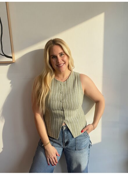 Kennedy Stripe Vest | Green