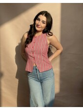 Kennedy Stripe Vest | Pink