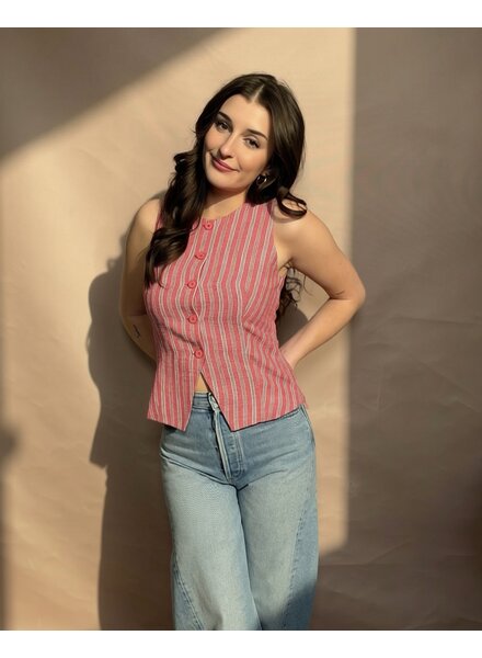 Kennedy Stripe Vest | Pink