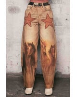 Howdy Barrel Printed Jeans