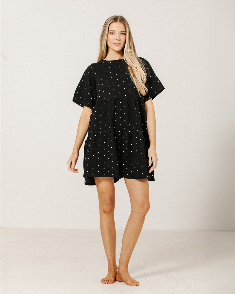 Tiered T-Shirt Dress | Black/White
