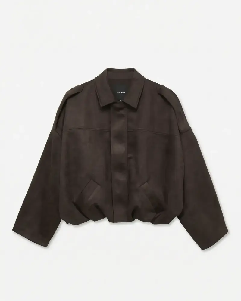 Vero Moda Hazel Faux Suede Bomber | Chocolate