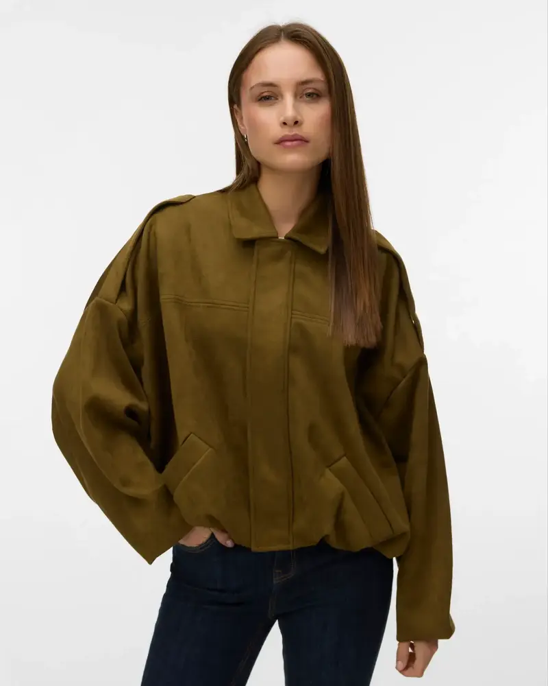 Vero Moda Hazel Faux Suede Bomber | Military