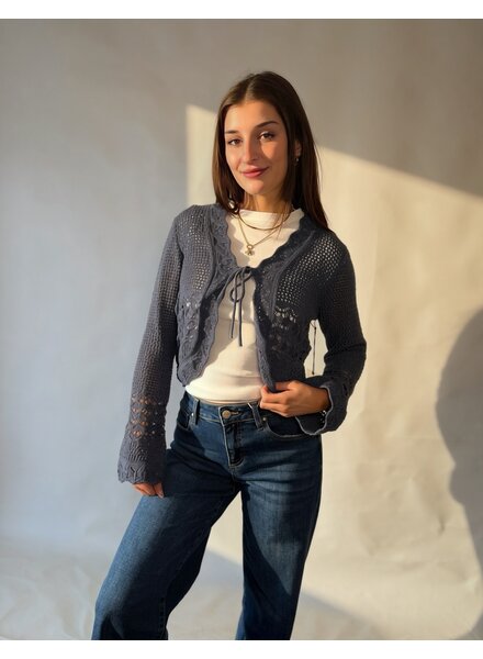 Audrey Crochet Cardigan | Indigo