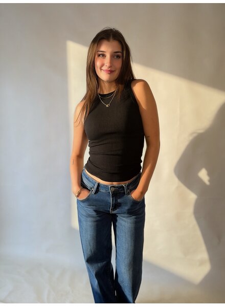 Claire Ribbed Tank | Black