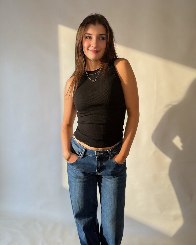 Claire Ribbed Tank | Black