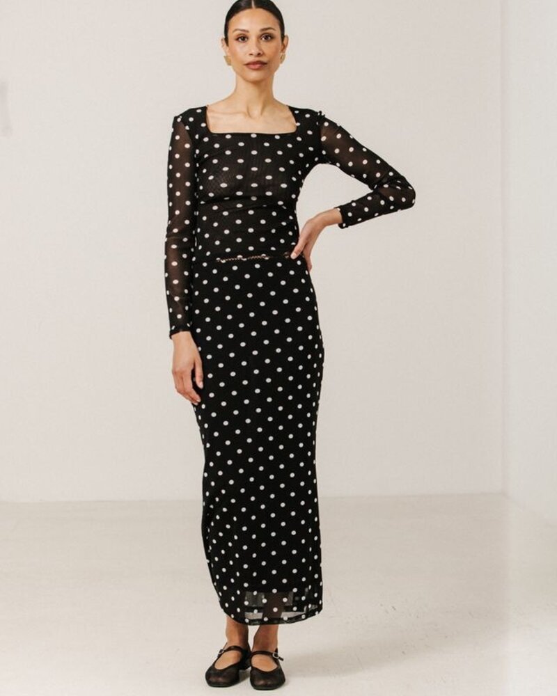 Mesh Maxi Tube Skirt | Black/White