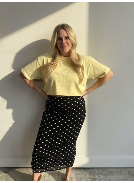 Mesh Maxi Tube Skirt | Black/White