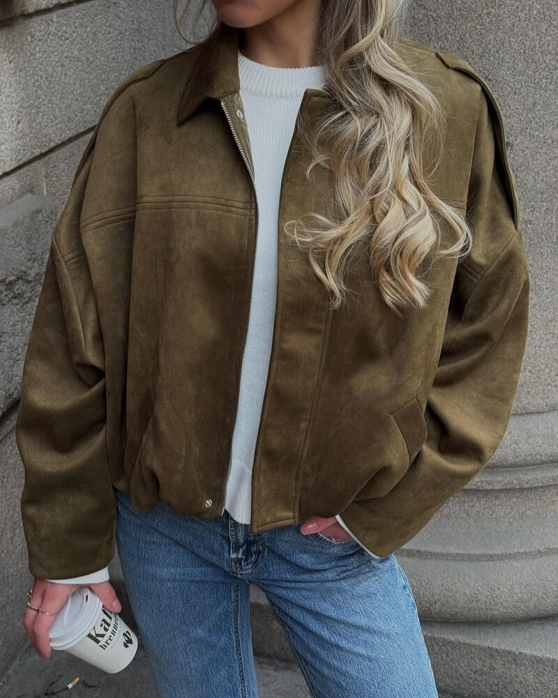 Vero Moda Hazel Faux Suede Bomber | Military