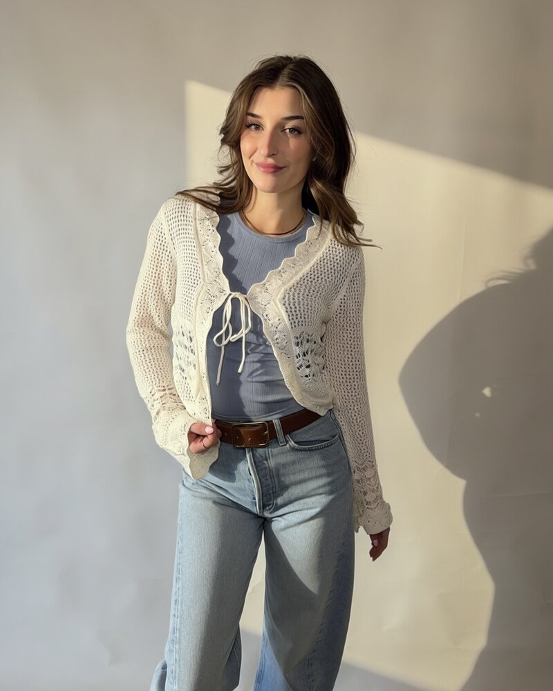 Audrey Crochet Cardigan | Cream