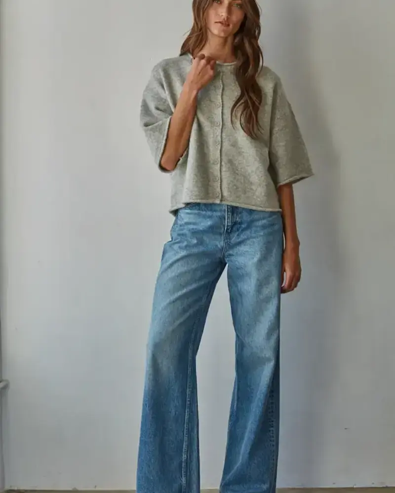 Tobi Knit Cardigan Top | Heather Grey