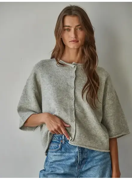 Tobi Knit Cardigan Top | Heather Grey