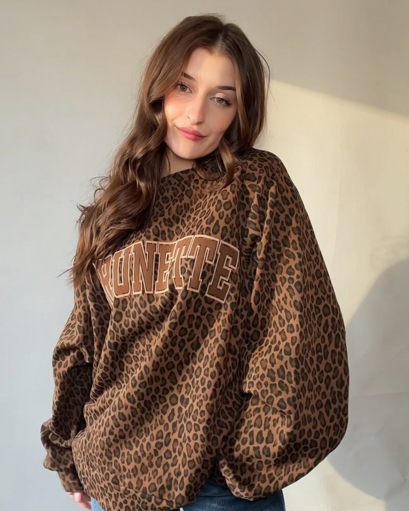 "Brunette" Boyfriend's Crew| Leopard