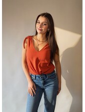 Copper Tie Shoulder Top