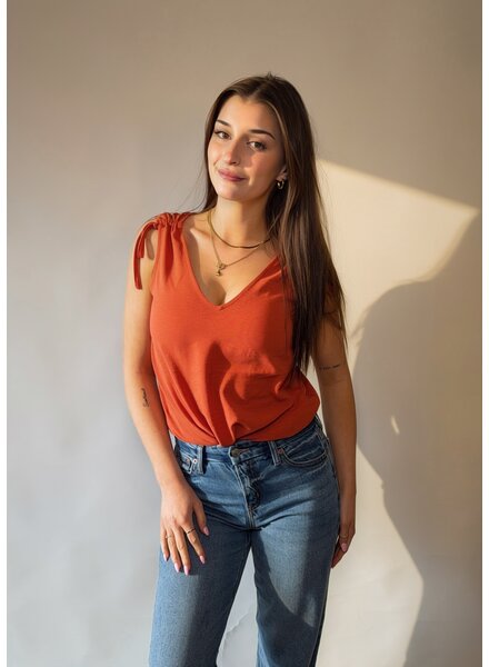 Copper Tie Shoulder Top