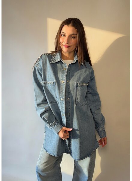 'Shania' Denim Jacket | Pearls