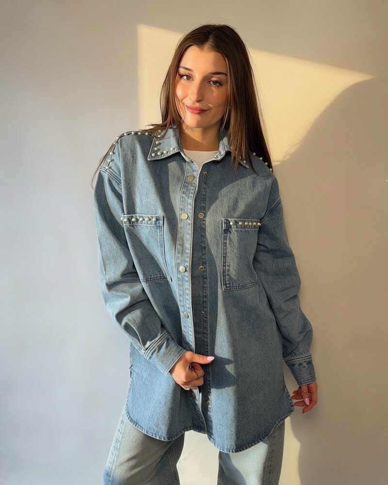 'Shania' Denim Jacket | Pearls