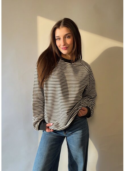 Striped Crew | Black/White