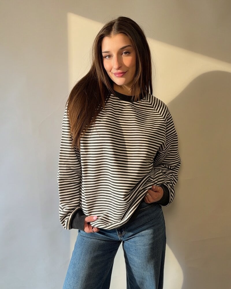 Striped Crew | Black/White