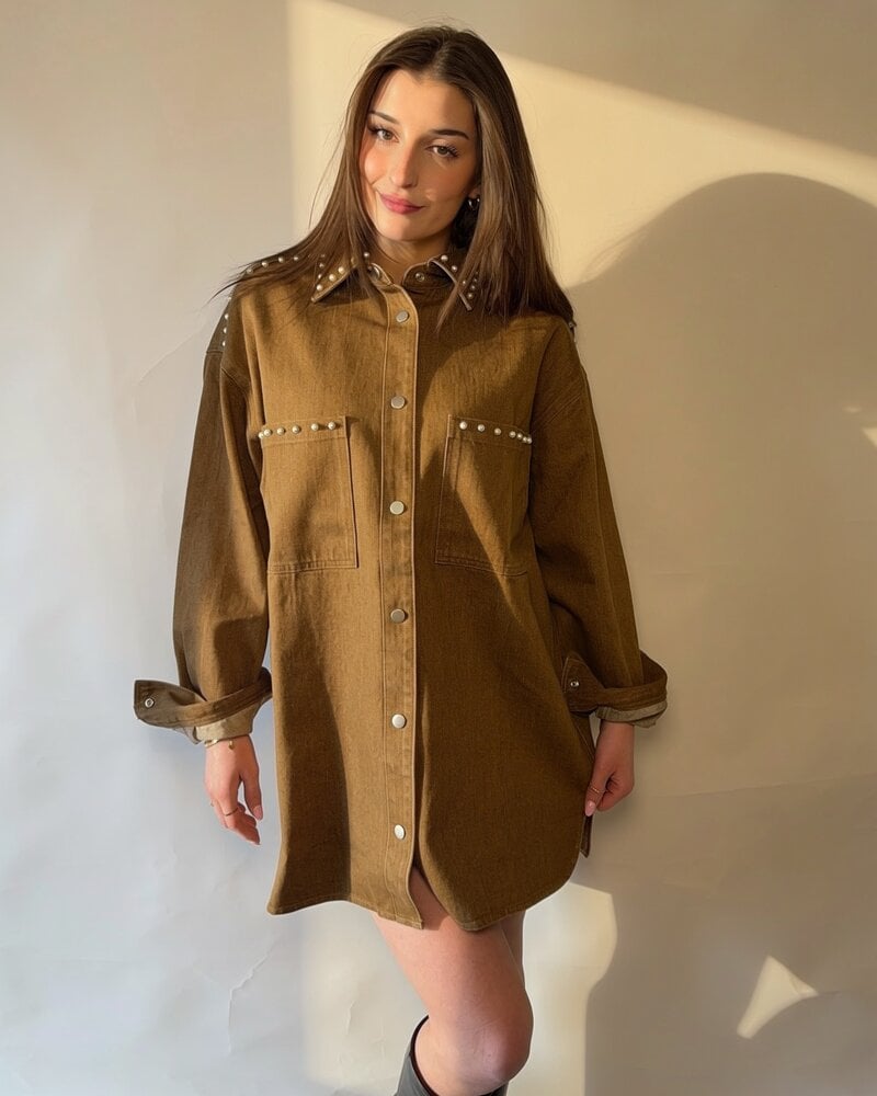 'Shania' Denim Jacket | Khaki